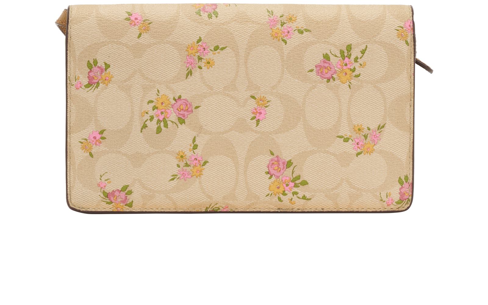 Signature Jacquard & Floral Wallet On Chain, &pound;120, Handbags, Beige/Tan, Canvas, Back view